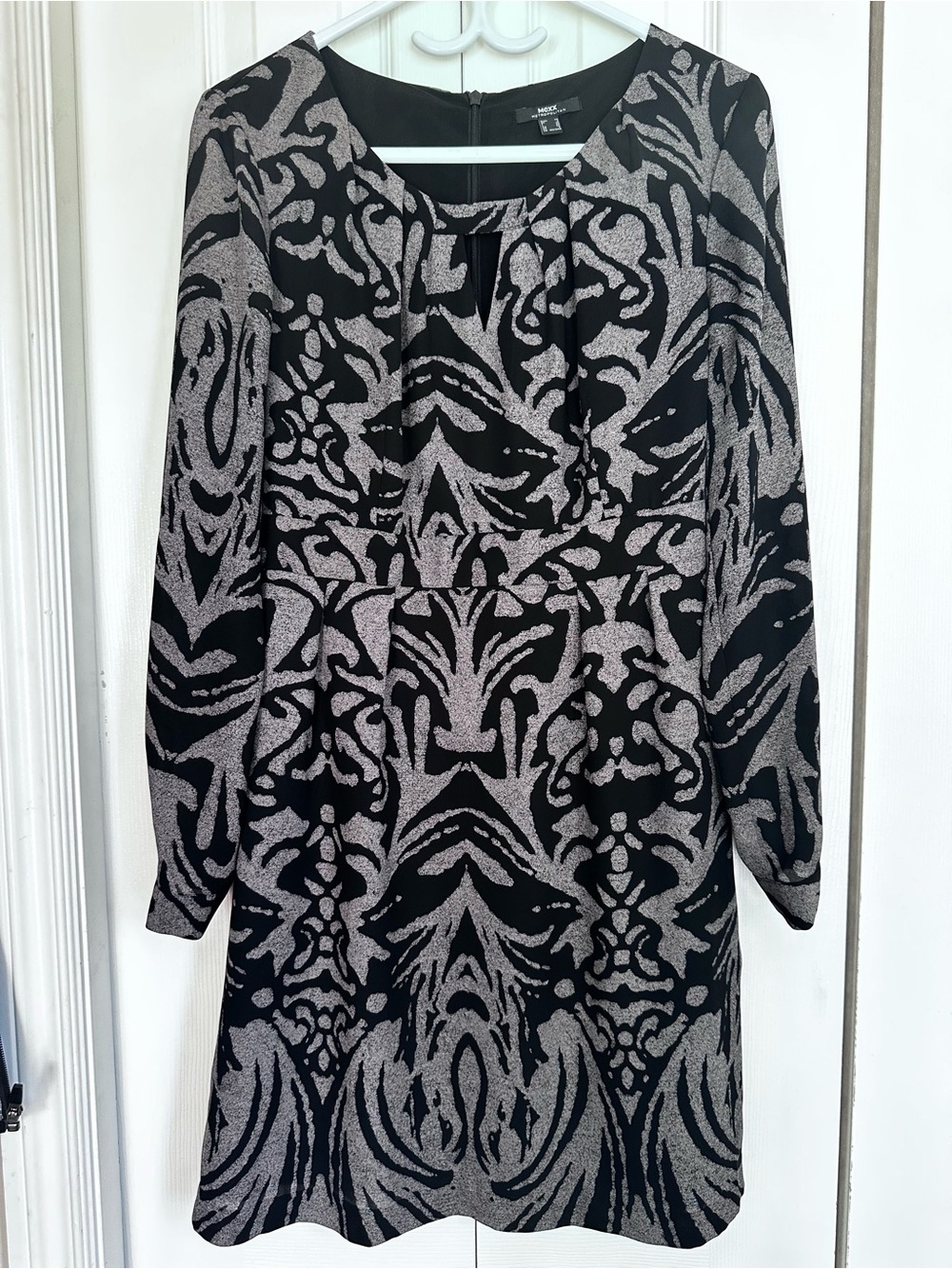 Mexx Black Dress with Silver Damask Pattern - Long Sleeve #19